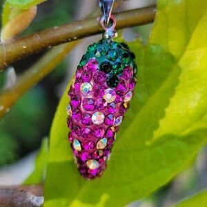 Purple Chili Crystal Pendant Necklace, Purple And Green Chili Pendant Necklace